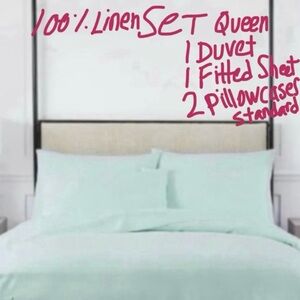 Hill House Home - Duvet+Fitted Sheet+2 Pillowcases - Queen/Linen/Seafoam Green